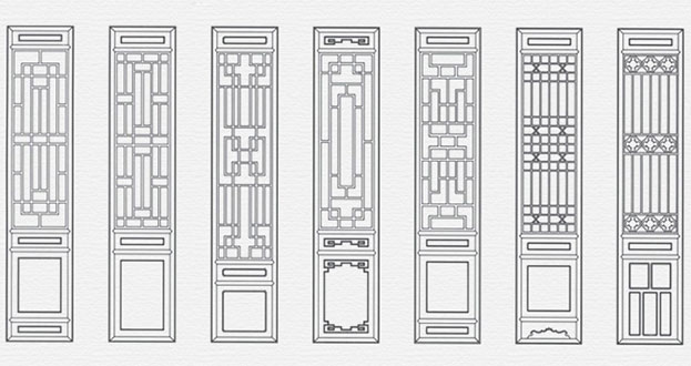 夏津常用中式仿古花窗图案隔断设计图