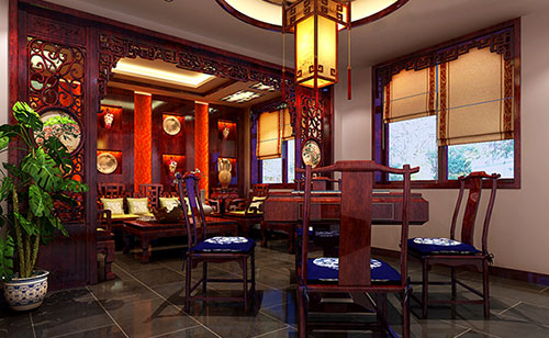夏津古典中式风格茶楼包间设计装修效果图